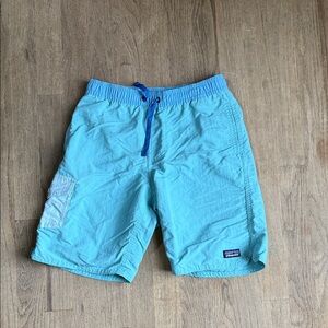 Patagonia Boys Light Blue Lined Swim Trunks